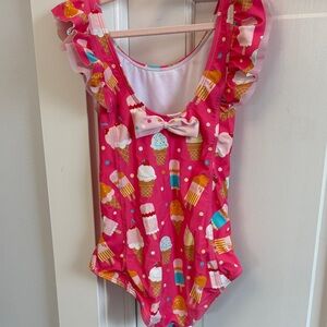 Ruffle Butts Pink Ice Cream Kids Swim One Piece